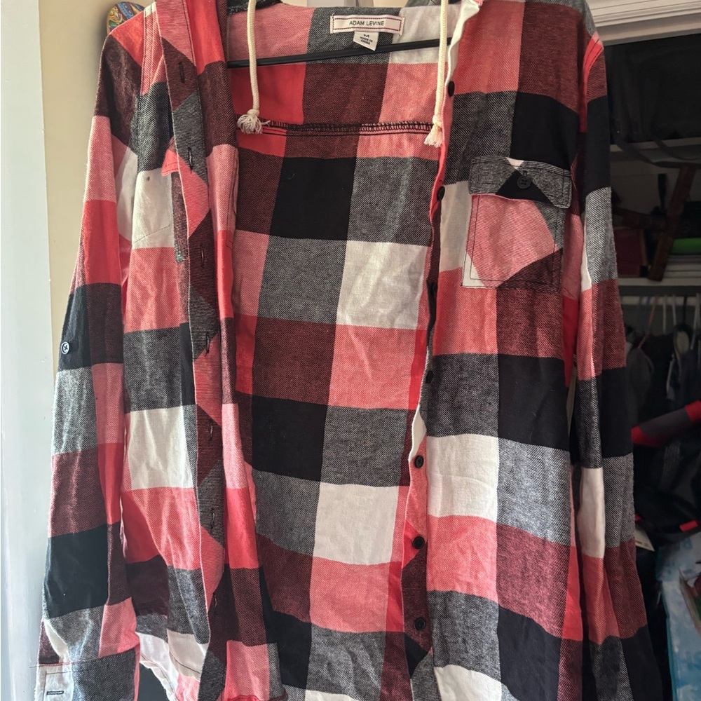 Color Story Red and Black Plaid Hoodie Shirt